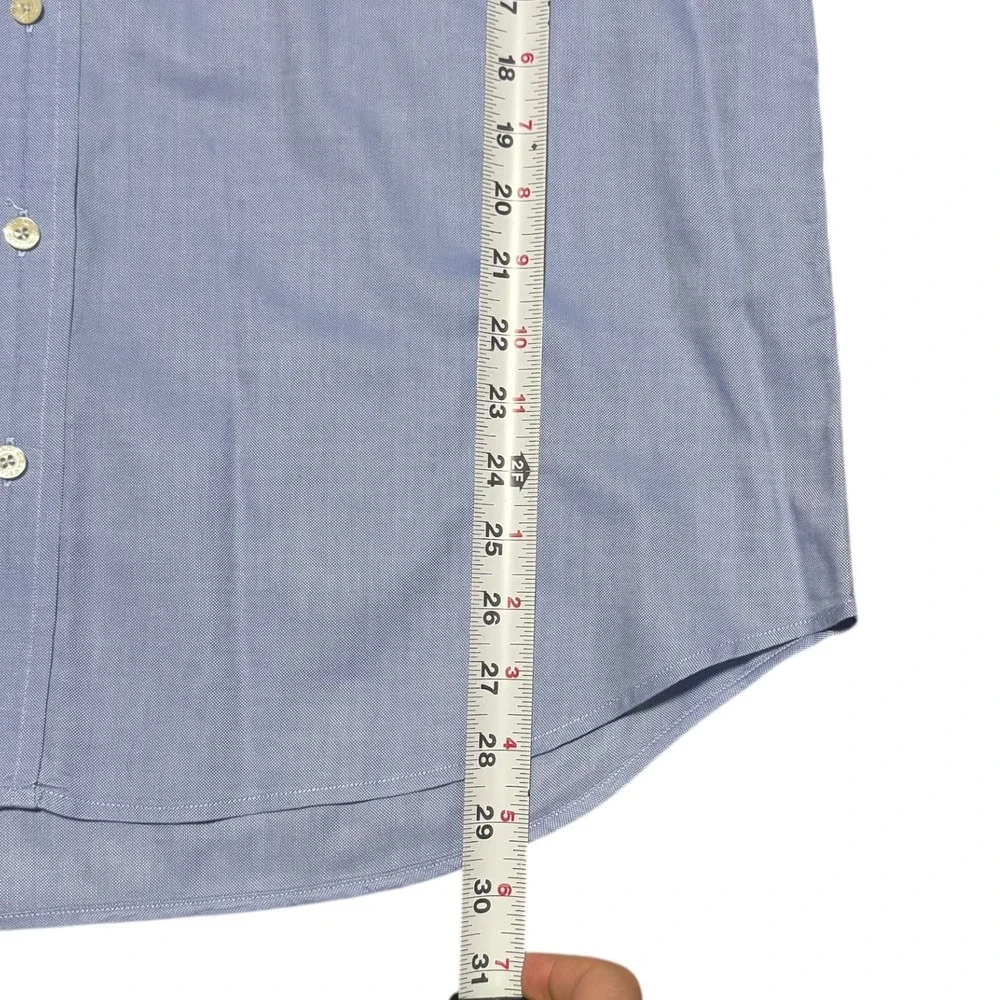 Barbour Embroidered Crest Pocket Blue Cotton Button Up Long Sleeve Men's Large‎